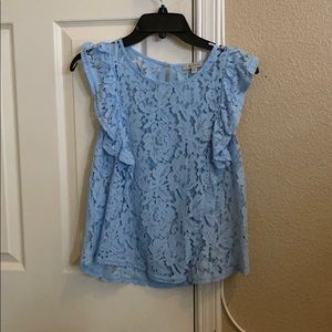 blue flowery shirt